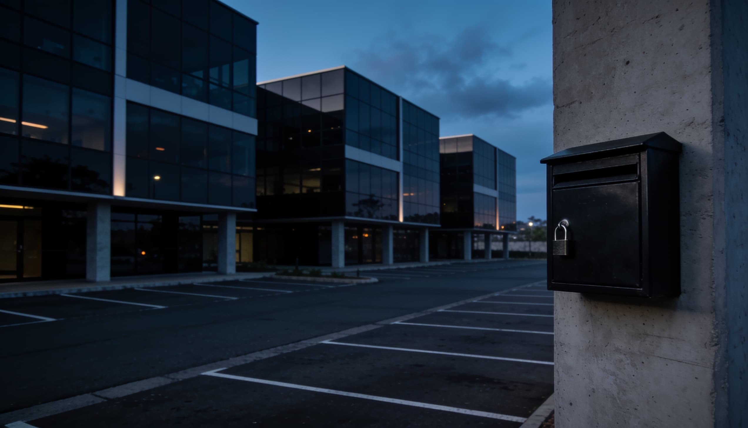 A modern South African office park at dusk